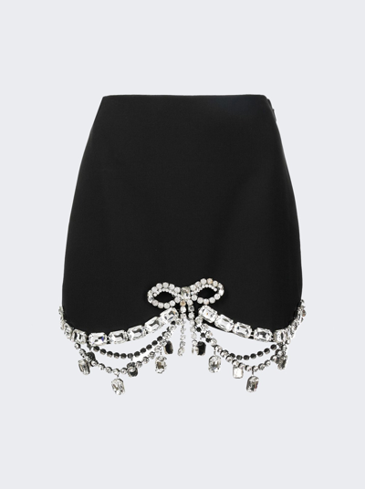Shop Area Crystal Bow Scallop Mini Skirt In Black