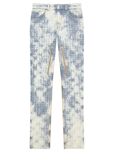 Shop Givenchy Skinny Fit Denim Trousers With Zip Blue And White