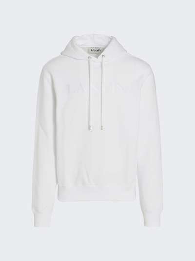 Shop Lanvin Embroidered-logo Hoodie In Optic White
