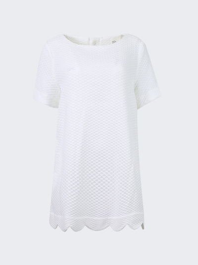 Shop Lisa Marie Fernandez Scallop A-line Mini Dress In White Honeycomb Pique