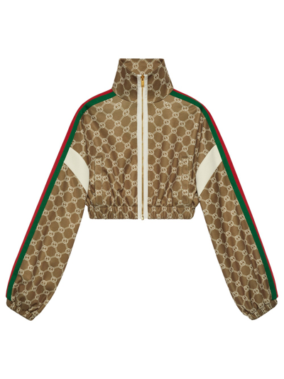 Shop Gucci Interlocking G Zipper Jacket Military Green