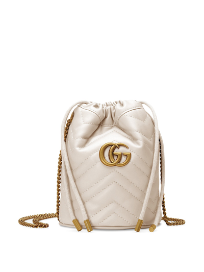 Shop Gucci Gg Marmont Mini Bucket Bag In White