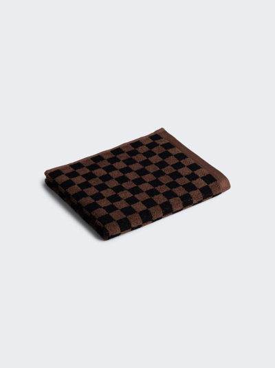 Baina Josephine Organic Cotton Hand Towel In Tabac And Noir