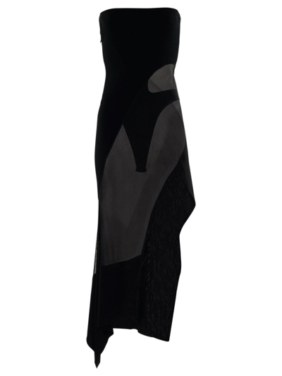 Shop Mugler Asymmetric Strapless Dress In Black