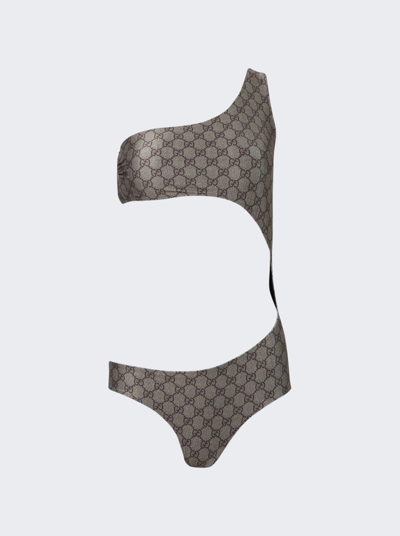 Gucci GG-monogram One-Shoulder Swimsuit - Neutrals