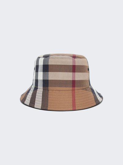 Shop Burberry Macro Check Print Bucket Hat In Birch Brown
