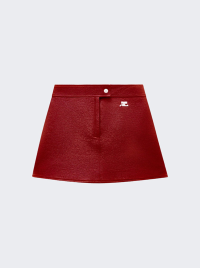 Shop Courrã¨ges Vinyl Mini Skirt In Red