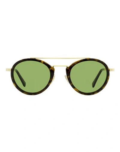 Shop Omega Oval Blinkers Om0021h Sunglasses Man Sunglasses Brown Size 52 Metal, Acetate