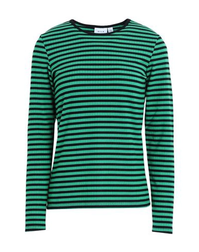 Shop Vila Woman T-shirt Green Size Xl Polyester, Viscose, Elastane