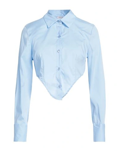 Shop Motel Woman Shirt Light Blue Size M Cotton, Nylon, Elastane