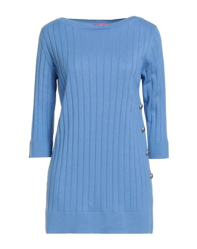Shop Max & Co . Woman Sweater Azure Size L Cotton, Cashmere In Blue