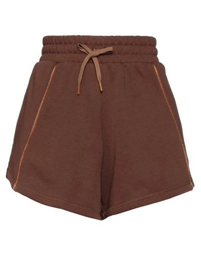 Shop Nike Air Women's Fleece Shorts Woman Shorts & Bermuda Shorts Brown Size M Cotton, Polyester