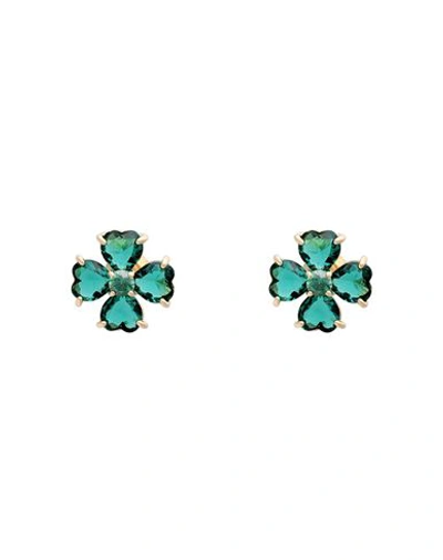 Shop Swarovski Idyllia Stud Earrings, Clover, Green, Gold-tone Plated Woman Earrings Green Size - Metal,