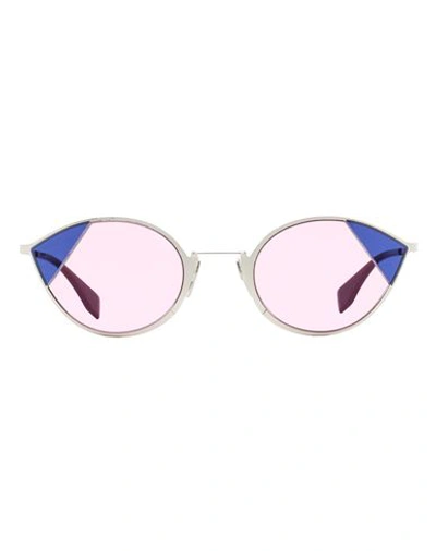 Shop Fendi Cat Eye Ff0342s Sunglasses Woman Sunglasses Silver Size 51 Metal, Acetate