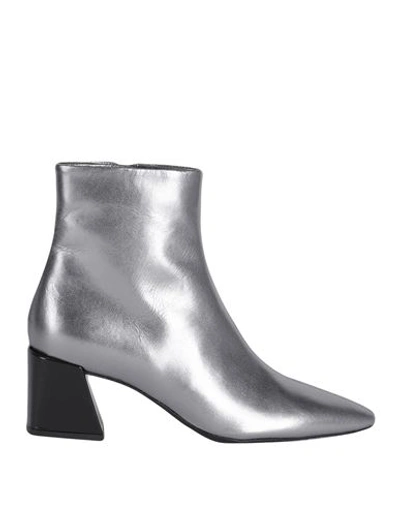 Shop Furla Woman Ankle Boots Silver Size 8 Soft Leather In Grey