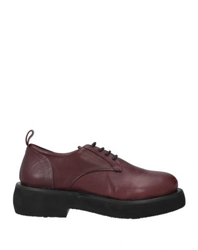 Shop Bueno Woman Lace-up Shoes Burgundy Size 7 Soft Leather In Red