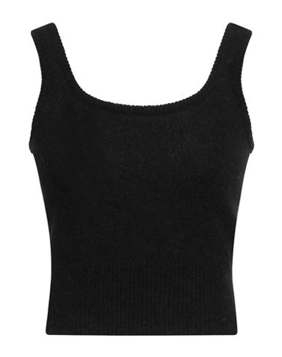 Federica Tosi Woman Top Black Size 8 Mohair Wool, Alpaca Wool, Polyamide In Black