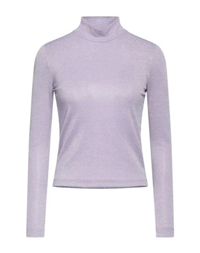 Shop Silvian Heach Woman Turtleneck Lilac Size Xxs Polyester, Metallic Fiber, Elastane In Purple