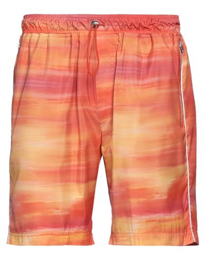 Shop Ahluwalia Man Shorts & Bermuda Shorts Orange Size L Recycled Polyamide