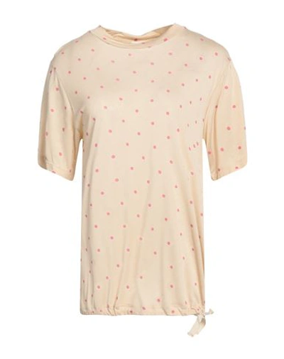 Shop Semicouture Woman T-shirt Beige Size M Viscose
