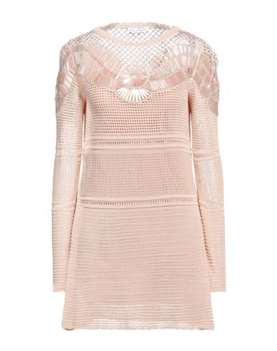 Shop Alberta Ferretti Woman Mini Dress Sand Size 4 Polyester In Beige