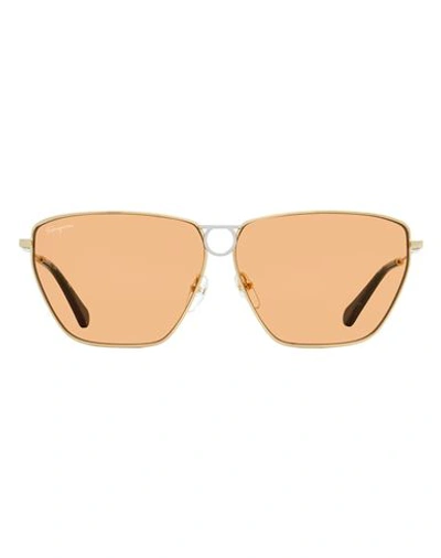 Shop Ferragamo Salvatore  Rectangular Sf240s Sunglasses Woman Sunglasses Gold Size 63 Metal, Ace