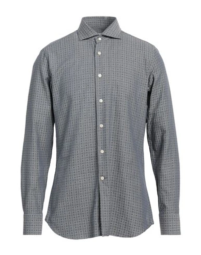 Caliban Man Shirt Slate Blue Size 15 Cotton In Blue