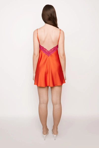 Shop Danielle Guizio Ny Babydoll Slip Dress In Orange/magenta