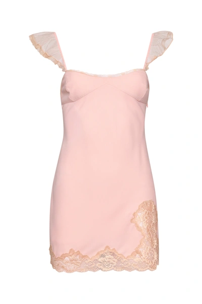 Shop Danielle Guizio Ny Lace Flutter Mini Dress In Woodrose