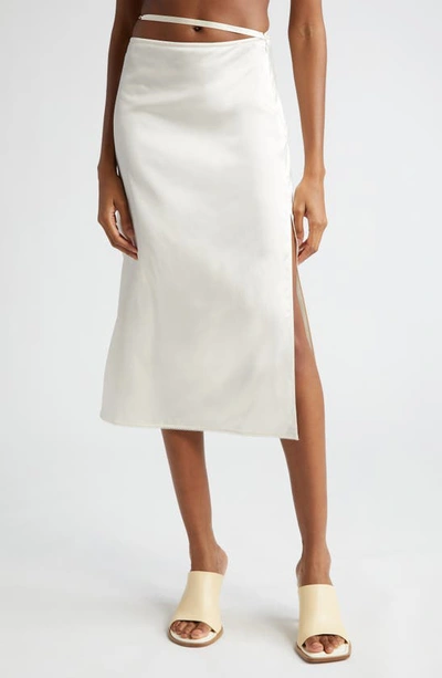 Shop Jacquemus La Jupe Notte Satin Skirt In Off-white
