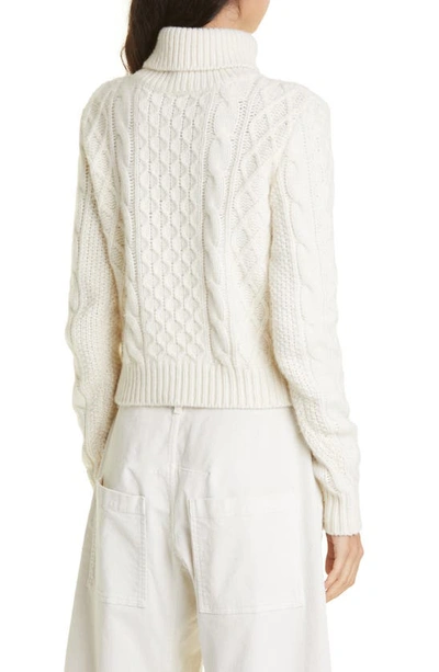 Shop Nili Lotan Andrina Wool & Cashmere Cable Turtleneck Sweater In Ivory