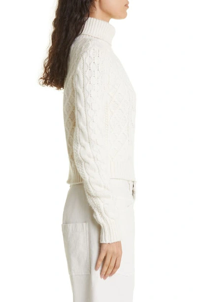 Shop Nili Lotan Andrina Wool & Cashmere Cable Turtleneck Sweater In Ivory