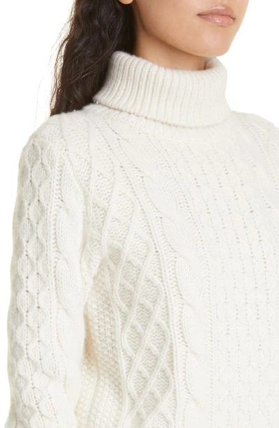 Shop Nili Lotan Andrina Wool & Cashmere Cable Turtleneck Sweater In Ivory