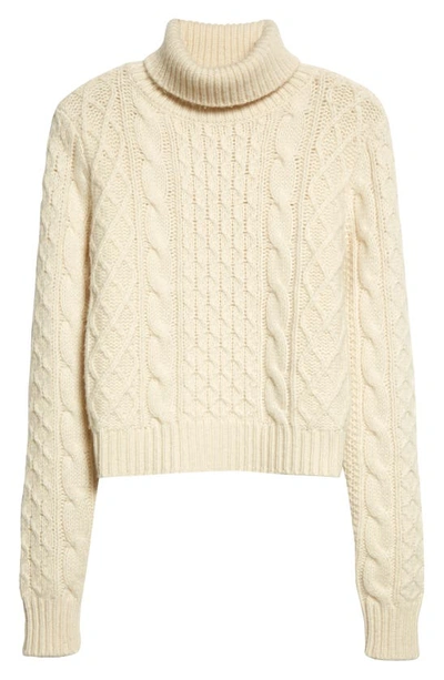 Shop Nili Lotan Andrina Wool & Cashmere Cable Turtleneck Sweater In Ivory