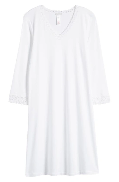 Hanro Moments Lace-trim Cotton Nightgown In 101 - White