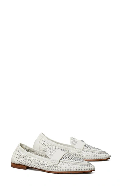 Shop Tory Burch Woven Ballet Loafer In Purity / Silver
