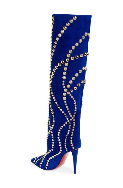 Shop Christian Louboutin Astrilarge Studded Pointed Toe Over The Knee Boot In 4084 Galactiqueen