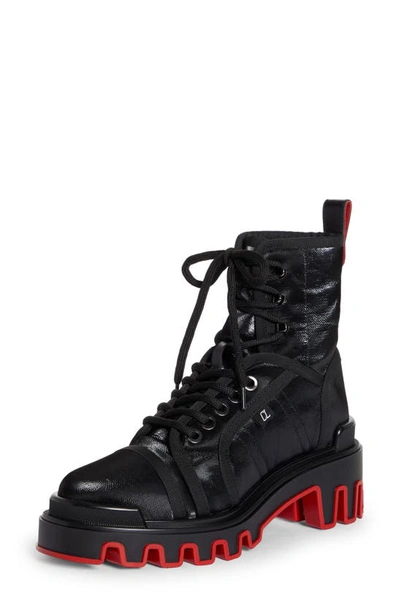 Shop Christian Louboutin Panaroot Dune Combat Boot In B439 Black/ Lin Black