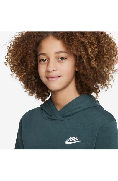 Shop Nike Kids' Club Fleece Hoodie In Deep Jungle/ White
