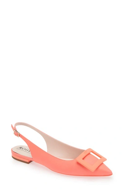 Shop Roger Vivier Gommettime Pointed Toe Slingback Flat In Flamingo Pink