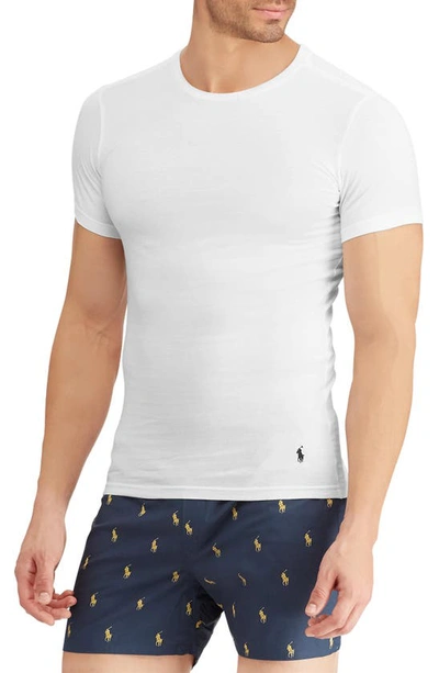 Shop Polo Ralph Lauren 3-pack Slim Fit Logo Embroidered Crewneck Undershirts In White/white
