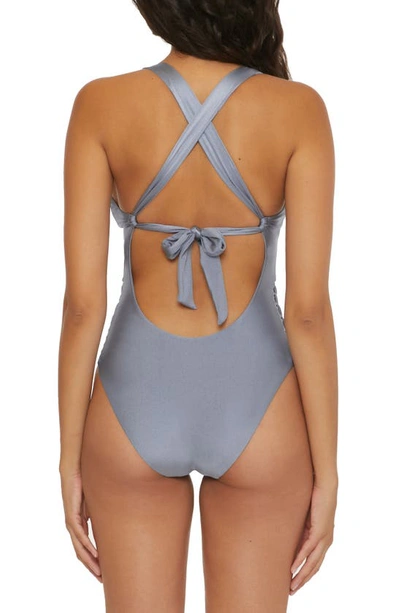 Shop Becca Color Sheen Ladder One-piece Swimsuit In Blu Shadow
