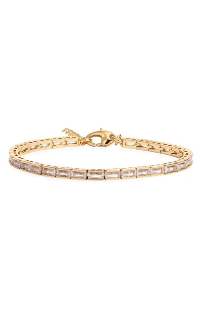 Shop Madewell Baguette Cubic Zirconia Tennis Bracelet In Pale Gold