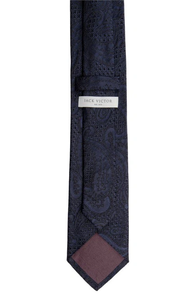 Shop Jack Victor Paisley Jacquard Silk Tie In Navy