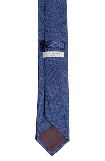 Shop Jack Victor Chevron Jacquard Silk Tie In Navy