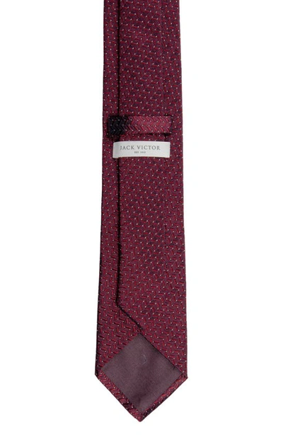Shop Jack Victor Chevron Jacquard Silk Tie In Burgundy