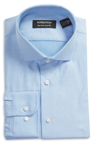 Nordstrom Trim Fit Non-iron Dress Shirt In Blue Powder Bobbi Dobby