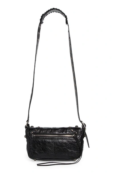 Balenciaga Textured Leather Shoulder Bag With Edgy Designpouch In Black
