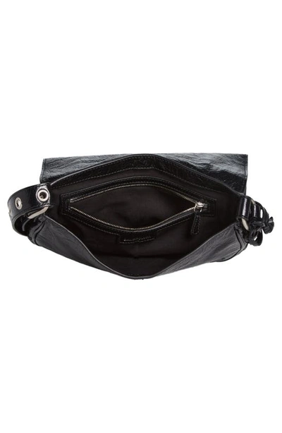 Balenciaga Textured Leather Shoulder Bag With Edgy Designpouch In Black