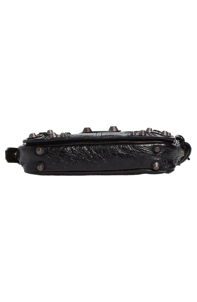 Balenciaga Textured Leather Shoulder Bag With Edgy Designpouch In Black